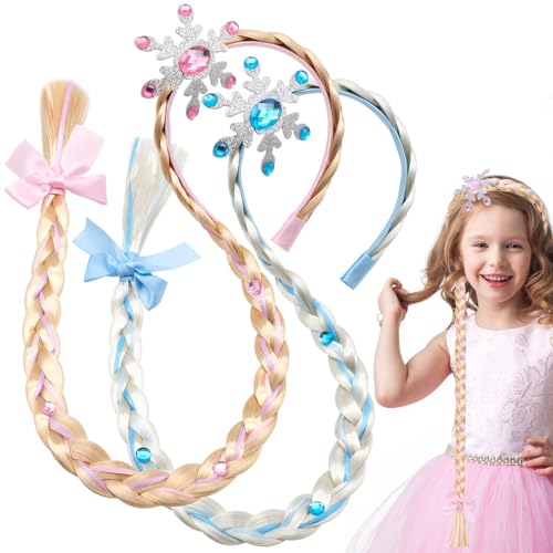 YHSKJCD 2 Stück Haarreif Prinzessin Zopf, Dress Up Zubehör Mädchen Perücke Prinzessin Perücke Zopf for für Geburtstag Party Cosplay