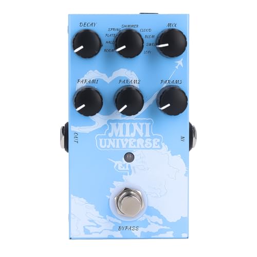 M-VAVE Overdrive Gitarrenpedal, Gitarrenpedal-Effektor, Reverb-Effektor, digitale Modellierung, DC9V/Typ-C, 2 Stromversorgungsmethoden, Blau