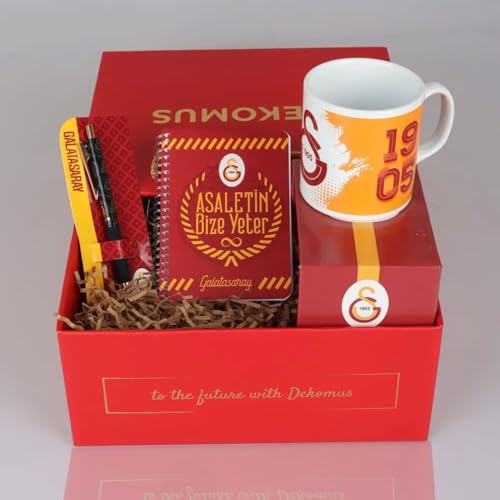 Jungengel Offiziell lizenzierte Galatasaray Fan Geschenkbox – Notizbuch, Kugelschreiber & Tasse – 3-teiliges Set