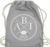 Turnbeutel Rucksack - Abitur & Abschluss - Abi 2025 Hipster X - Unisize - Hellgrau - geschenke für abiturienten 2024 geschenk abigeschenk 24 stoffbeutel abi-geschenke zum schulabschluss aebi beutel