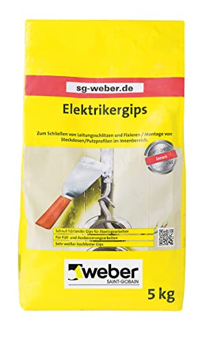 WEBER | Elektrikergips 5 kg | schnell härtend, abbindend & sehr weiß | für den Innenbereich | Baugips Modellgips Hobby Gips