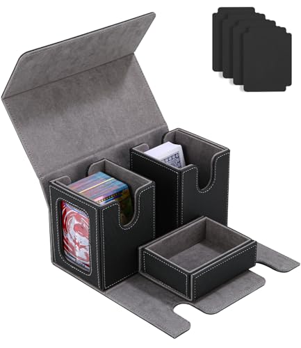 Azyvum Commander Deck Box, Kartenspielbox mit Sichtfenster, 2 Abnehmbare MTG-Deckboxen, Stark Magnetisches, Kartenbox mit Würfelfach für 200+ Karten