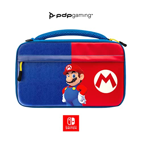 PDP Gaming Offiziell Lizenziert Switch Commuter Case - Mario - Semi-Hardshell PRotection - PRotective PU Leather - Holds 14 Games and Console - Works mit Switch OLED and Lite - Fine für Kids / Travel