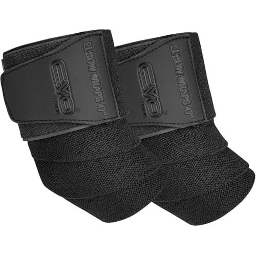 EVO Fitness Ellenbogenbandage Ellenbogenstütze Für Herren Damen 47" Zur Erhöhung Der Gelenkstabilität Elbow Sleeve Gym Ellenbogen Bandage Elbow Support Gewichtheben Powerlifting (Schwarz)