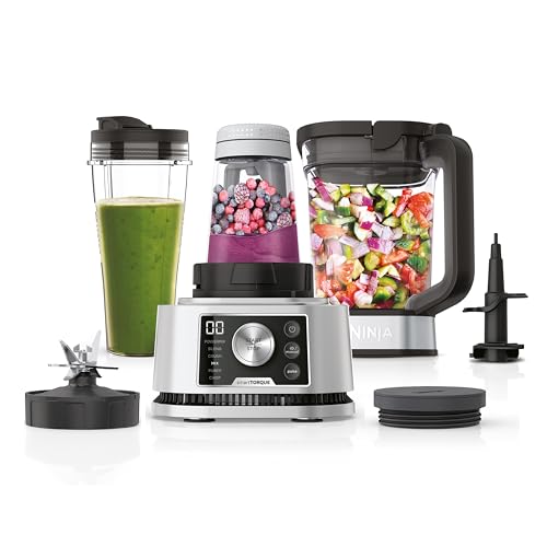 Ninja Foodi Power Nutri Mixer Smoothie Maker 3-in-1, dicke Aufstriche & gefrorene Getränke, Automatikprogramme, 2,1L Krug, 700ml Becher & 400ml Schüssel mit Power-Rührer, 1200W, Silber CB350EU