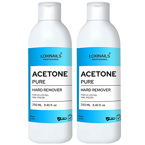 Aceton UV Nagellack Entferner 2x250ml – 100% Acetone – Gel Nagellack Entfrernung - Nagellackentfernerm mit Aceton Pur - Shellac Remover – Reines aceton UV Lack Entferner – Nail Polish Remover