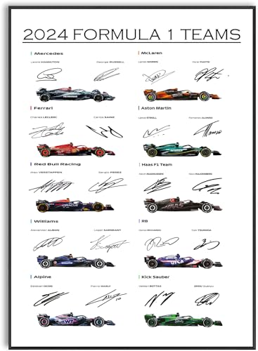 2024 Formel 1 Teams and Drivers signiertes Autogramm-Poster für F1 Racing Fans A4 Plakate Poster