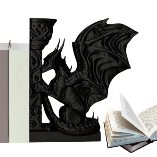 Bedruckte Drachen-Buchstütze, strapazierfähig, Vintage-Drachen-Buchstützen, ABS-dekoratives -Ornament & Desktop-Skulptur, Fantasie-Bücherregal- für Zuhause und Schlafzimmer
