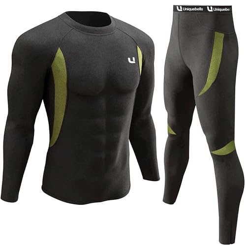 UNIQUEBELLA Thermo Unterwäsche Set, Funktionswäsche Herren Skiunterwäsche Winter Suit Ski Thermo-Unterwäsche Thermowäsche Unterhemd + Unterhose