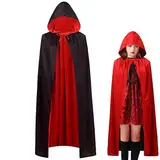 Winwild Vampir Umhang Kinder Halloween Umhang Schwarz Rot Vampir Umhang mit Kapuze 120CM/140CM Vampir Kostüm Mädchen Vampire Cape Halloween Kostüm Umhang