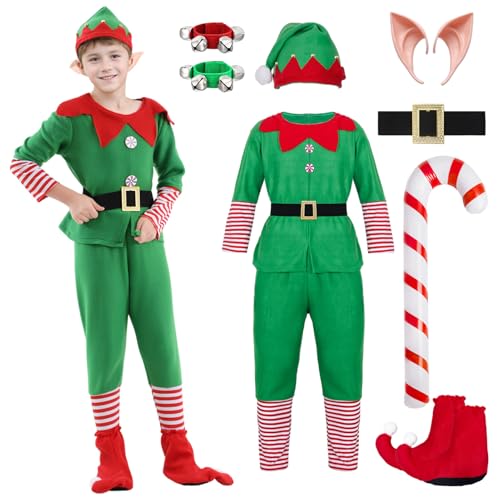 Raveparty Elfen Kostüm Damen Herren Kinder, Weihnachtself Kostüm, Weihnachtsfrau Kostüm Kinder Damen Herren, Weihnachtsmann Kostüm Kinder Damen Herren, Weihnachtskostüm Karneval Party