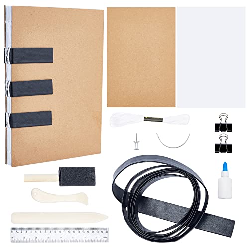 WEBEEDY Buchbinderei Werkzeuge Set Buchbinden Starter Set für Handgemachte Büch Inklusive Bindepapier, Folder Paper Creaser, Biegenadel, Gewinde, Wickelstreifen Aus Leder, Leim