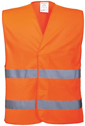 Portwest C474ORRL/XL Warnweste mit zwei Bändern, Orange, LXL