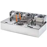 3-in-1-Gewerbliche elektrische Fritteuse von Oden, Kochgerät und Nudelkocher, mu Fritteuse für die Arbeitsplatte, Edelstahl-Tischplatte mit drei Behältern, Korb für Restaurants, 18 l, 2500 W