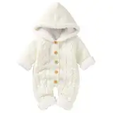 Haokaini Neugeborene Baby Kapuze Strick Strampler Fleece Pullover Wärmer Schneeanzug Overall Overalls Strampler Baby Winter Oberbekleidung für Jungen Mädchen