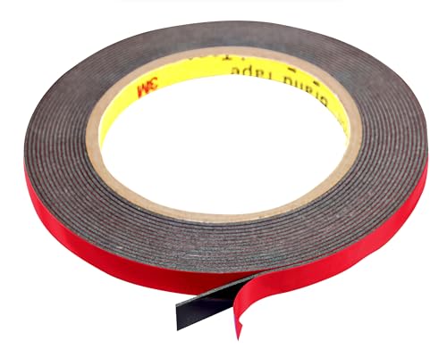 3M PT1100 doppelseitiges Profi-Klebeband 7.5 mm x 5 meter viskoelastisches Acrylat Plus Schaumklebeband Schwarz Metall und lackierte Oberflächen Extra starke Band