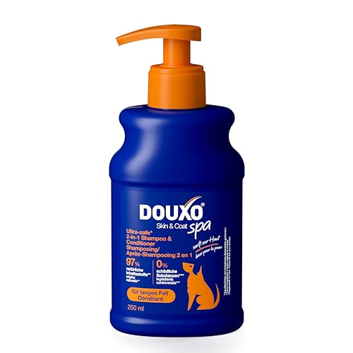 DOUXO Skin & Coat SPA – Ultra-Safe* 2-in-1 Shampoo & Conditioner für Hunde, 250 ml, reinigt und spendet der Haut Feuchtigkeit, hinterlässt das Fell weich und knotenfrei, hautfreundliche Formel