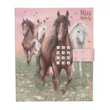 Depesche 13236 Miss Melody-Tagebuch mit Zahlen-Code und Sound, Buch in Rosa und Grün, mit Pferde Motiv und 80 linierten und bunt illustrierten Seiten, Mehrfarbig