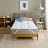 Zinus Bambus-Matratzenauflage 90x200 cm – Gesteppter, 5 cm dicker Spannbettbezug – Maschinenwaschbar und hypoallergen, White