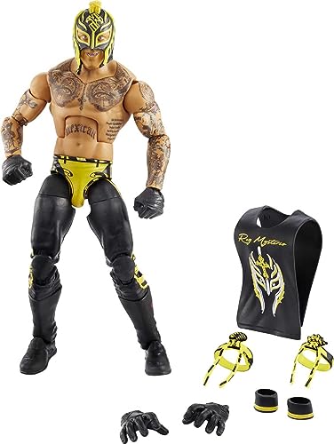 WWE GVC01 - Rey Mysterio Top Picks Elite Actionfigur (ca. 15 cm) mit hervorragender Beweglichkeit für perfekte Posen, lebensechten Details, authentischem Wrestling-Look und Zubehör, ab 8 Jahren