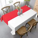 Yyoretp Stilvolle rechteckige Tischdecke mit indonesischer Flagge, waschbar, für Hochzeit, Party, Küche, Esszimmer, dekorativ