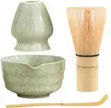 XPSSJMU Matcha-Set, Matcha-Rührer, Matcha-Rührer, Matcha-Rührer-Set, Keramik-Matcha-Set inklusive Matcha-Schüssel mit Ausgießer, Matcha-Rührer-Ständer und Bambuslöffel, bestes Geschenk für Ihre Lieben