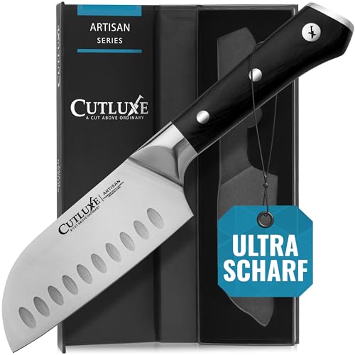 Cutluxe Santoku Messer 13cm – Fischmesser Fleischmesser Sushimesser Küchenmesser – Deutscher Schmiedestahl, Extrem Scharf, Ergonomisches Design