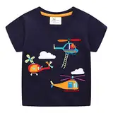 Unisex Baby T-Shirt Baumwolle Süß Karikatur Tier Muster Tops für 1-7 Jahre Alt (3-4 Jahre, H Hubschrauber)