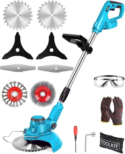 Akku Rasentrimmer für Makita-Akkus mit 4 Klingentypen Bürstenlose Rasentrimmer mit Unkrautbürste, 4-in-1 rasentrimmer elektrisch, 90° Schwenkbarer Kopf für Rasen Garten Beschneiden