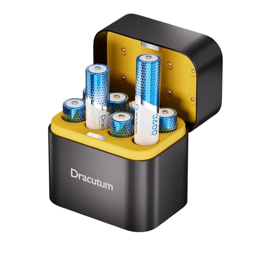 AA Wiederaufladbare Lithium Akkus 8 Pack mit Ladegerät, 1.5V 3600mWh Hohe Kapazität Wiederaufladbare AA Akkus, 2000 Zyklen Lang anhaltende Li-Ion Doubel A Batterien für Blink Außenkamera