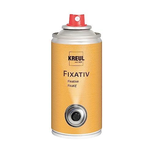 KREUL 800150 - Fixativ, 150 ml Spraydose, hochtransparenter, nicht glänzender Schutzfilm für Kreide-, Kohle- und Buntstiftzeichnungen sowie für Tempera- und Aquarellfarben