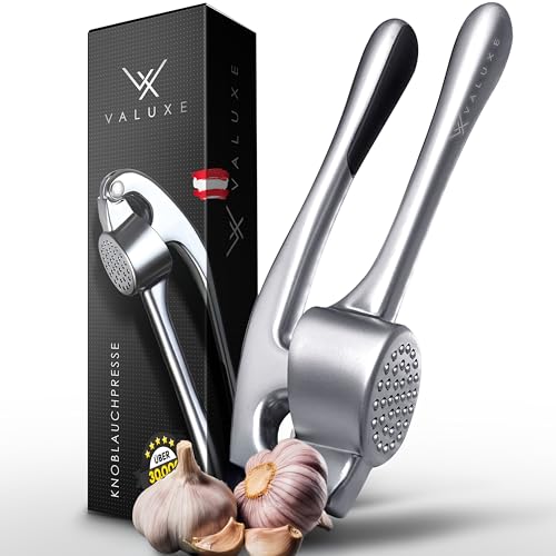 VALUXE® Knoblauchpresse spülmaschinenfest mit kraftvoller Hebelwirkung - Praktische Handpresse für Knoblauch & Ingwer ohne zu Schälen - Profi Garlic Press Crusher, Ingwer-Presse