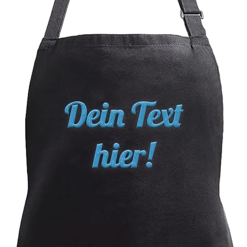 Personalisierte Schürze bestickt - 100% Baumwolle - Schürze für Männer & Frauen, verstellbar mit Taschen, ideal als Geschenk - für den Hausgebrauch, Chefköche, Restaurants und Grillpartys