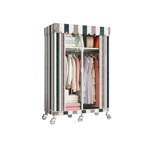 Kleiderständer auf Rollen Stabil mit Fächer Starke Tragfähigkeit Kleiderschrank Stoff mit Kleiderstange für Wohnheime und Wohnungen(Multi-Colored,85x45x170cm)