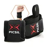 PICSIL Handgelenkschoner für Crosstraining, Starke Handgelenkstütze mit Daumenschlaufe, Flexibles Band aus Stretch-Baumwolle, ideal für Gewichtheben, Boxen, Training (Schwarz)