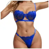 Briskorry Damen Dessous Set Sexy Spitze BH und Slip Verstellbar Unterwäsche Transparente Lingerie Sets Stickerei Negligees für Frauen Reizwäsche Bra und Höschen Babydoll