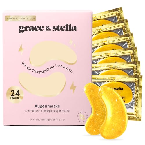 Grace & Stella - Augenpads, Eye Pads Reduzieren Dunkle Augenringe, Gegen Tränensäcke und Falten, Kühlende und Erfrischende Augen Pads Masken, Gel-Eyepads [24 Paare, Gold]