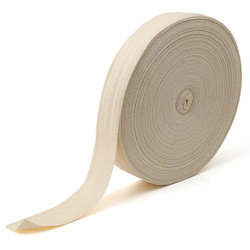 10 M Bänder zum Basteln, 20 mm Breites Schrägband Baumwolle Gefalzt Gurtband Fischgräten Webbing mit Fischgrätenstich Nahtband Baumwollband für DIY Handwerk, Schrägband für Näharbeiten-Cremefarben