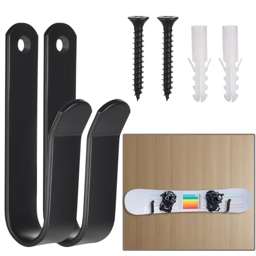 GGXZHT 2 Stück Snowboard Wandhalterung Horizontal, Skateboard Wandhalterung, Schwarz Snowboard Halterung für Skateboard Longboard, Storage Snowboard Display Wall Mount for Room, Garage