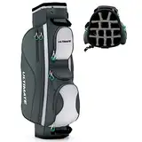 COSTWAY Golfbag, leichtes Golf Cart Bag, mit Regenhaube, 14er Einteilung von Schlägerfach, auch zur Nutzung auf Golf Trolley und Golf Cart, 7/8 Reißverschlusstaschen (SP37830 Grau)