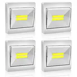 BeiLan 4x LED Strahler mit Schalter, Leuchte mit Batterie zur Montage mit Magnet und Klettband 200LM (Weiss)