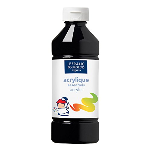 Lefranc & Bourgeois 188536 Value Kinder Acrylfarbe, auf Wasserbasis, mit Glanzeffekt, seidenglänzender Finish, deckend, Dosieröffnung, 500ml Flasche, schwarz