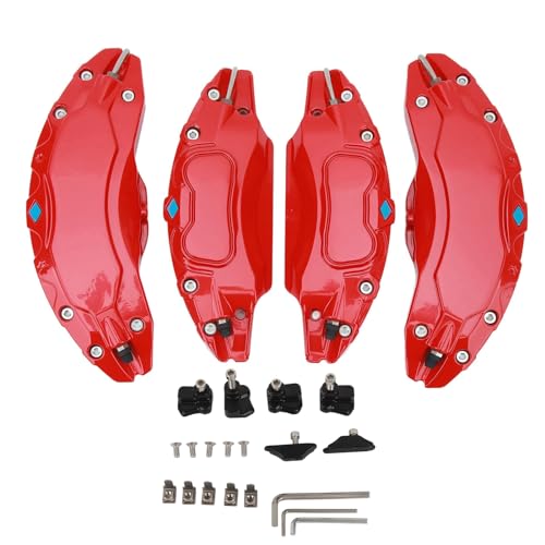 4 Stück 19 Zoll 20 Zoll Radnaben-Bremssattelabdeckungen aus Aluminiumlegierung, Scheibenbremssattel-Schutzabdeckung (Rot)