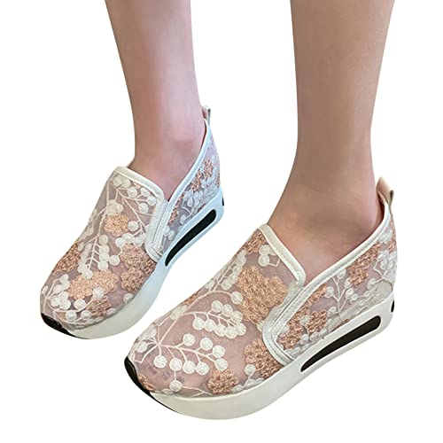 Gesundheitsschuhe Damen Mit Fußbett Wedges Keilabsatz Schuhe Stoßdämpfende Athletische Schuhe Mesh Sportlich Schuhe Komfortabel Breite Schuhe Freizeitsportschuhe Für Sporthalle Outdoor Jogging