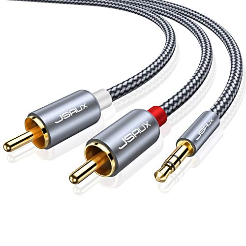 JSAUX Klinke auf Cinch Kabel, 3.5mm Klinke auf 2 Chinch Stereo Audio Aux Kabel für TV, PC, Handy, MP3-Player, Lautsprecher, Heimkino, Autoradio, Tablet, Verstärker, Soundbar -1.2m