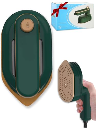 Mini Bügeleisen, 2 in 1 180°Schwenkbar Faltbares Hand Bügeleisen für Bekleidung, Steamer Dampfglätter, Dampfglätter Reisebügeleisen Mini für Familie, Reise, Hotel, RV, Dienstreise Machen, Green