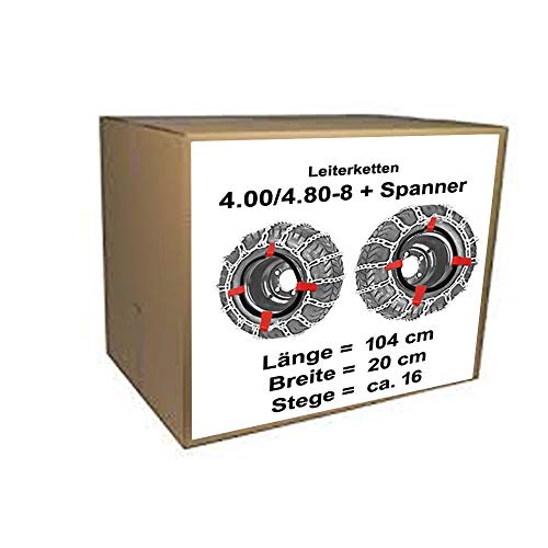 4.00/4.80-8 Schneeketten + Spanner für Schneefräsen Rasentraktor Aufsitzmäher für Reifen bez. 4.00/4.80-8