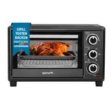 OptimumX 20 L Minibackofen, Klein mini Backofen mit Umluft, 60 Min Timer, Pizza-Ofen, 1380 W, Schwarz