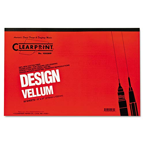 Clearprint CHA10001416 Nicht erhältlich 10001416 Design-Pergamentpapier, 7,3 kg, Weiß, 11 x 17, 50 Blatt pro Block, Papier, 11" x 17"