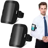 2 Stück Lederarm-Ausweishalter, verstellbarer Armband, Ausweishalter mit schwarzem elastischem Armband, Ausweishalter, wasserdichter Skipass-Halter für Arbeit, Postkarten, Geschäftsbedarf, Schwarz